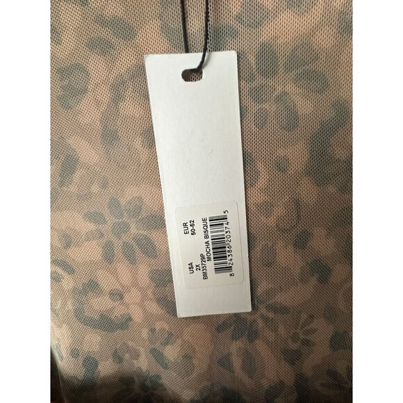 NWT Steve Madden Women’s Hayden Long Sleeve Sheer Brown Square Neck Top - Sz 2X - Picture 8 of 9